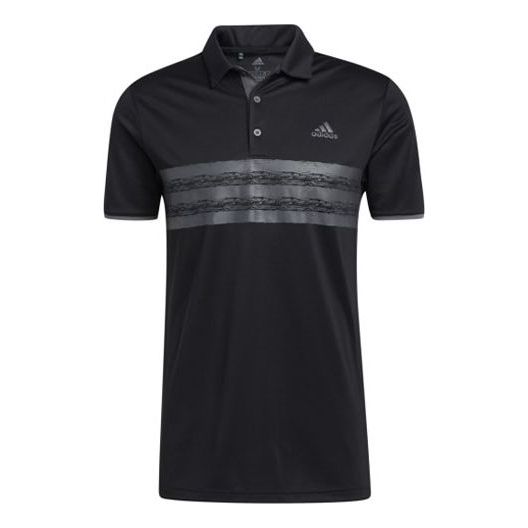 adidas Stripe Printing Short Sleeve polo Black GM0321