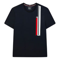 FILA Embroidered Logo Contrasting Colors Round Neck Short Sleeve Blue F11M121105F-NV