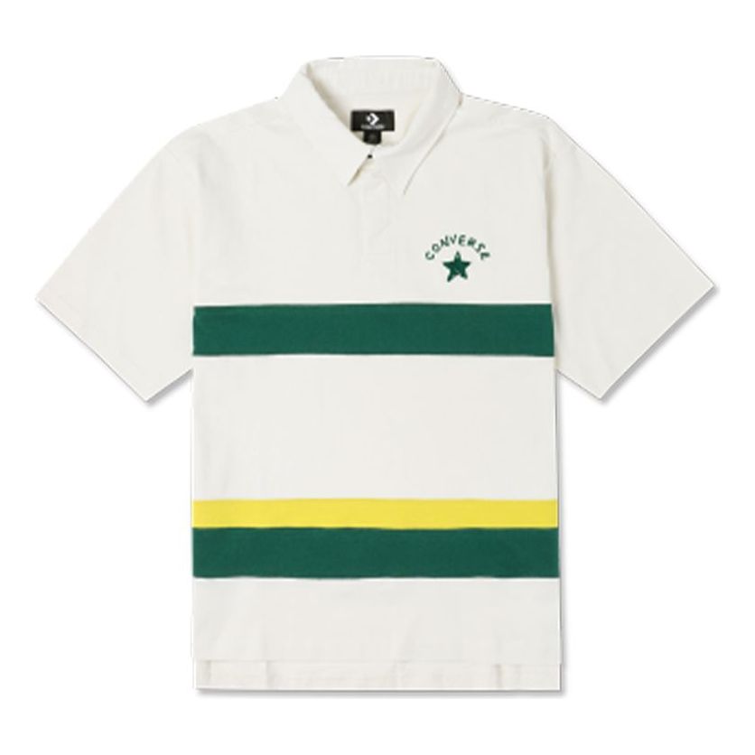 Converse Colorblock Logo Polo Shirt Asia Sizing 'White Green' 10024880-286
