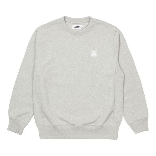 PALACE Square Patch Crew Round Neck Small Logo Solid Color Long Sleeves Unisex Gray P20CW007