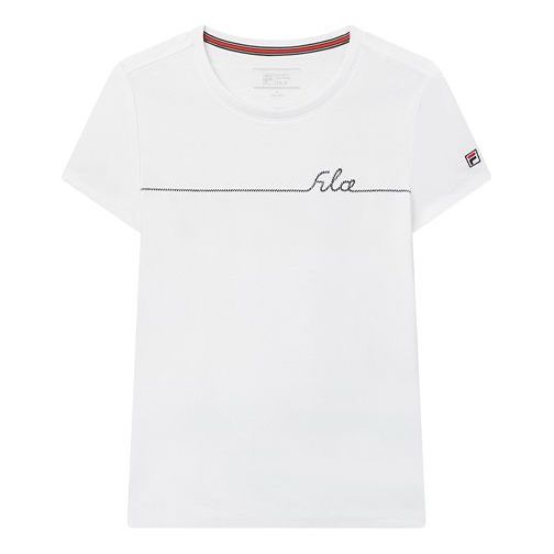 (WMNS) FILA Embroidered Short Sleeve White T-Shirt F11W021108F-WT
