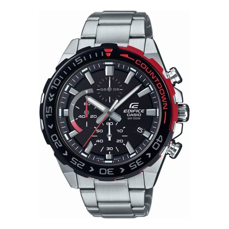 CASIO Quartz EDIFICE Stainless Steel Strap Mens BlackRed Analog EFR-566DB-1A