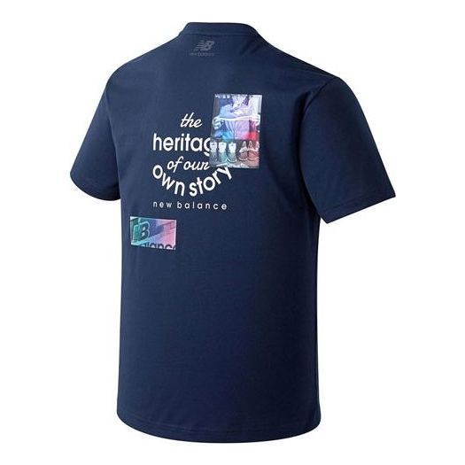 New Balance Alphabet Printing Short Sleeve Version Unisex Navy Blue NBNEA22033-59