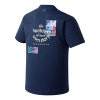 New Balance Alphabet Printing Short Sleeve Version Unisex Navy Blue NBNEA22033-59