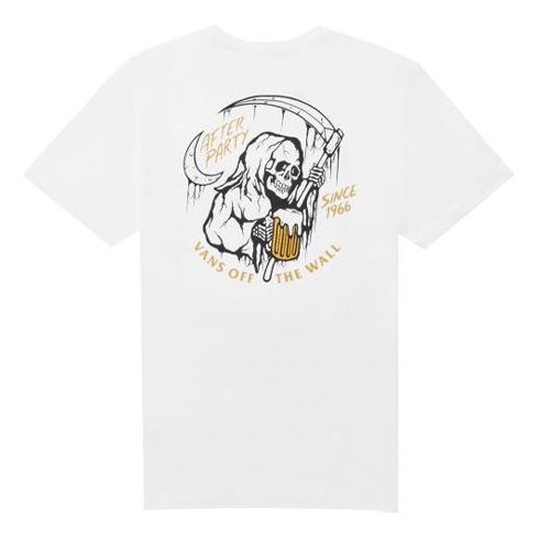 Men's Vans Skeleton Anime Printing Short Sleeve White VN0A4MLYWHT
