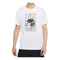 Nike Dri-FIT Sports Training Printing Pattern Quick Dry Round Neck Short Sleeve White DA0612-100