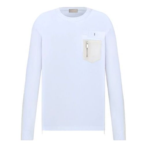 Men's DIOR x Sacai Crossover FW21 Large Round Neck Pullover White 213J642A0554-C080