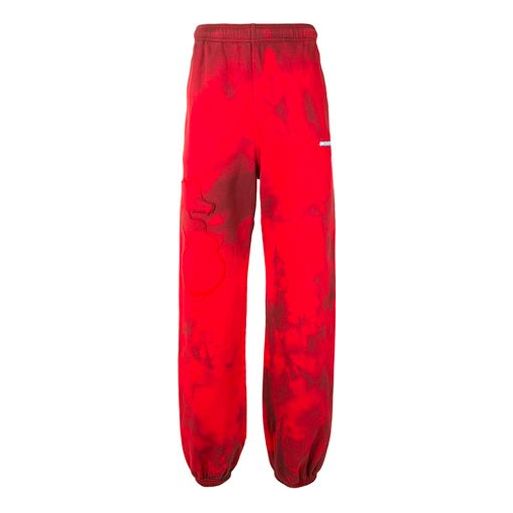 Men's Off-White Tie Dye Red Sports Pants/Trousers/Joggers OMCH027S20E300202000