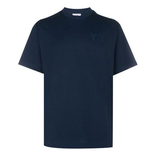 Men's Y-3 SS21 Cotton Round Neck Short Sleeve Navy Blue T-Shirt GV4114