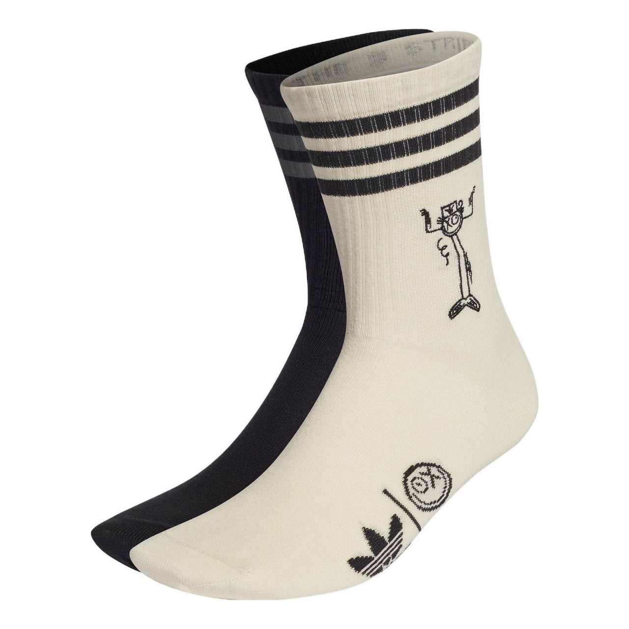 adidas Originals x Andr Saraiva Crew Socks 2 Pairs 'Beige Black' HK2814