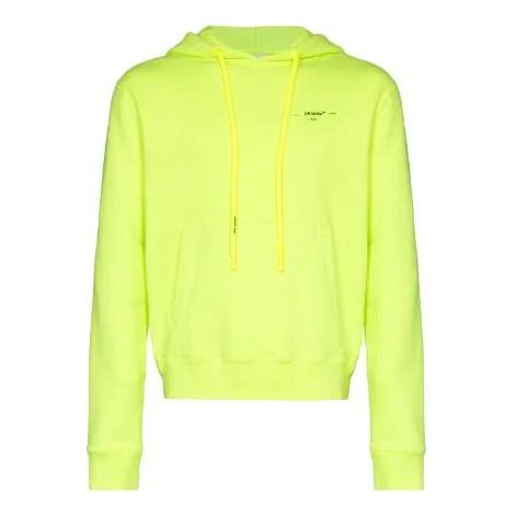 Off-White Embroidery Arrow Kangaroo Pocket Hooded Pullover Men Green OMBB034R20D250326291