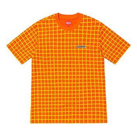 Supreme SS19 Grid Jacquard SS Top Orange Logo Tee SUP-SS19-618