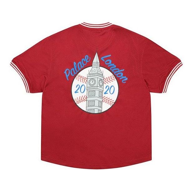 PALACE Casual Cozy V neck Short Sleeve Unisex Red P19ES128