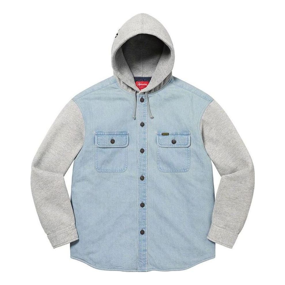 Supreme Fleece Hooded Denim Shirt 'Teal Grey' SUP-FW22-743