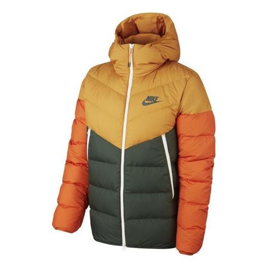 Nike Sportswear Windrunner Down Fill Casual Splicing hooded Sports With Down Feather Jacket Yellow 928833-727