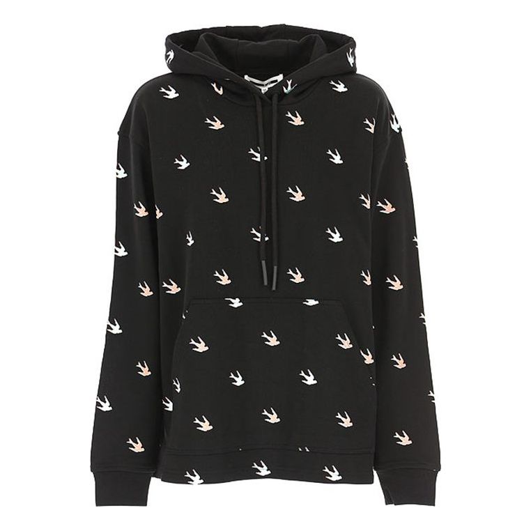 (WMNS) Alexander McQueen Contrasting Colors Printing Logo Hoodie 'Black' 566916-RNJ57-1000