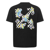 (WMNS) Off-White SS21 Plant Flower Plaid Round Neck Short Sleeve Slim Fit Black T-Shirt OWAA089S21JER0021001