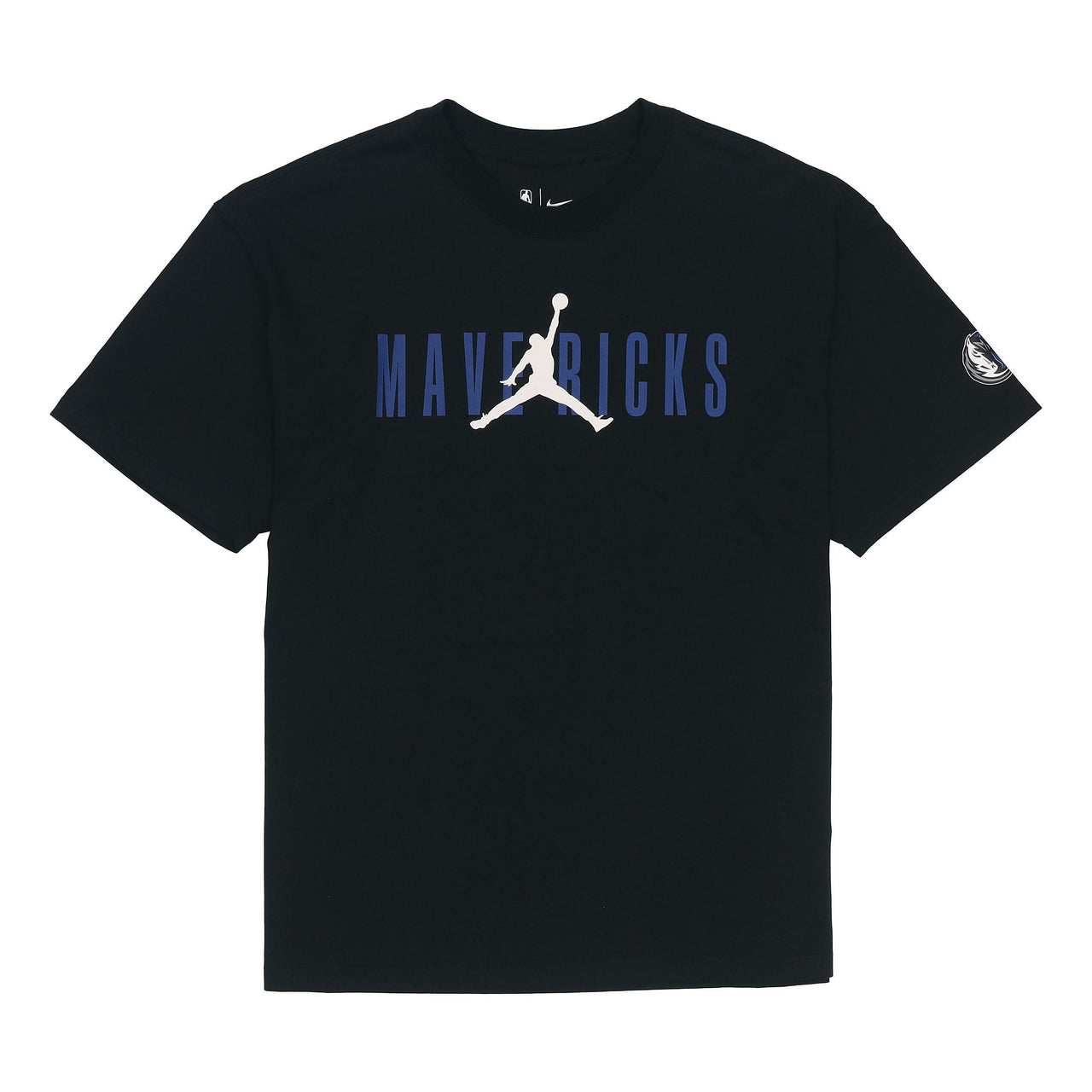 Air Jordan NBA Dallas Mavericks Courtside Chest Alphabet Logo Solid Color Round Neck Short Sleeve Black DJ6541-010