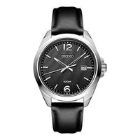 Men's SEIKO Black Dial Belt Business Casual Watch SUR215P1