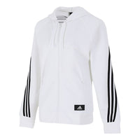 (WMNS) adidas FIeece 3-Stripe REG Knit Jacket Asia Sizing 'White Black' H57293