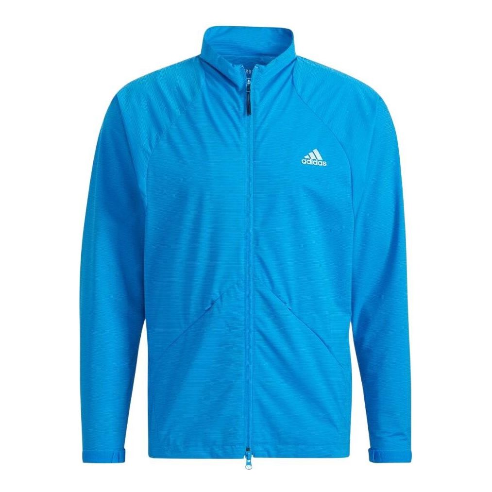 Men's adidas Solid Color Zipper Stand Collar Brand Logo Jacket Japanese Version Blue HB3649