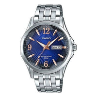 Men's CASIO STANDARD Series Retro Silver MTP-E120DY-2A Mens Blue Analog MTP-E120DY-2A2021