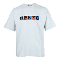 Men's KENZO SS21 Logo Printing Pattern Round Neck Short Sleeve Gray T-Shirt 5TS0594SK-93