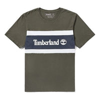 Men's Timberland Contrast Color Stitching Color Block Short Sleeve Green A22S1Z29