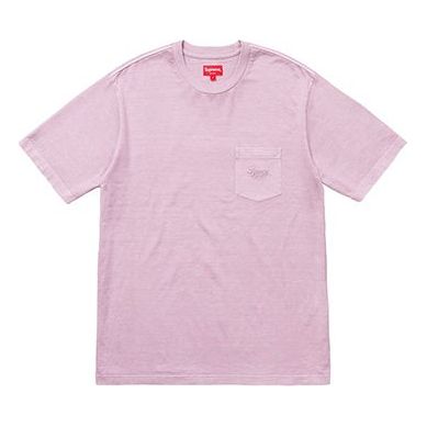 Supreme SS18 Overdyed Pocket Tee Washed Light Purple Logo Tee SUP-SS18-147