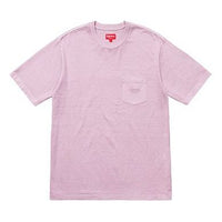 Supreme SS18 Overdyed Pocket Tee Washed Light Purple Logo Tee SUP-SS18-147