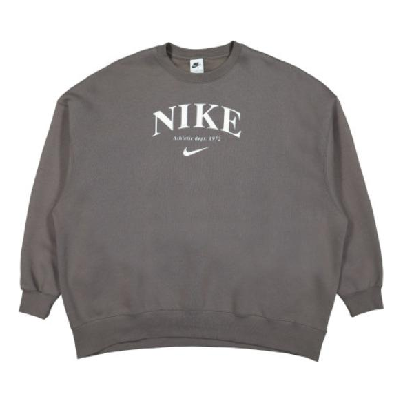 (WMNS) Nike Essential Fleece Oversized Crew Sweatshirt 'Grey Stone' DQ5106-289