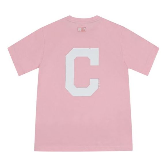 MLB Cleveland Indians Cleveland Guardians Big Logo Round Neck Short Sleeve Unisex Pink 31TS03031-45P