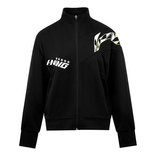 (WMNS) Li-Ning Badminton Series Logo Printing Jacket 'Black' AWDS364-1