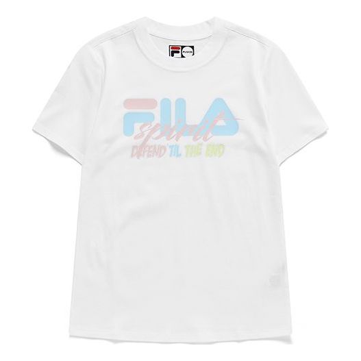 FILA FUSION Logo Printing Knit Round Neck Short Sleeve White T11W125110F-WT