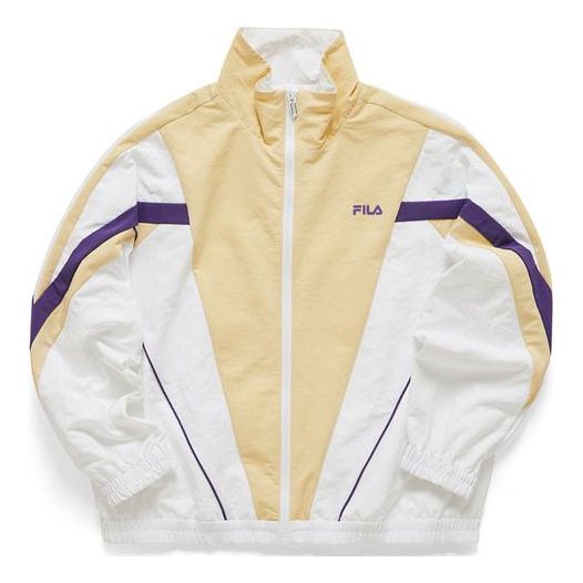 FILA FUSION Logo Printing Contrasting Colors Stand Collar Sports Jacket Yellow T11W111701F-YE