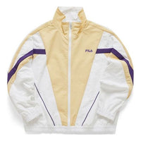 FILA FUSION Logo Printing Contrasting Colors Stand Collar Sports Jacket Yellow T11W111701F-YE
