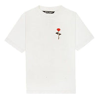Men's PALM ANGELS Rose Printing Short Sleeve White PMAA001E20JER0104425