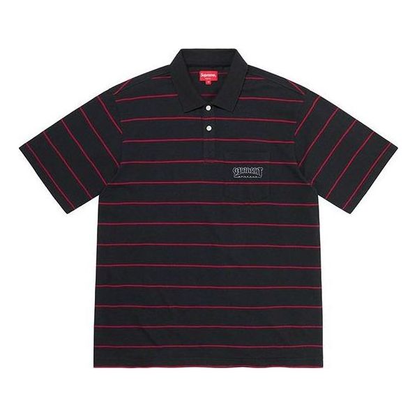 Supreme x Thrasher Stripe Polo 'Black Red' SUP-FW21-187