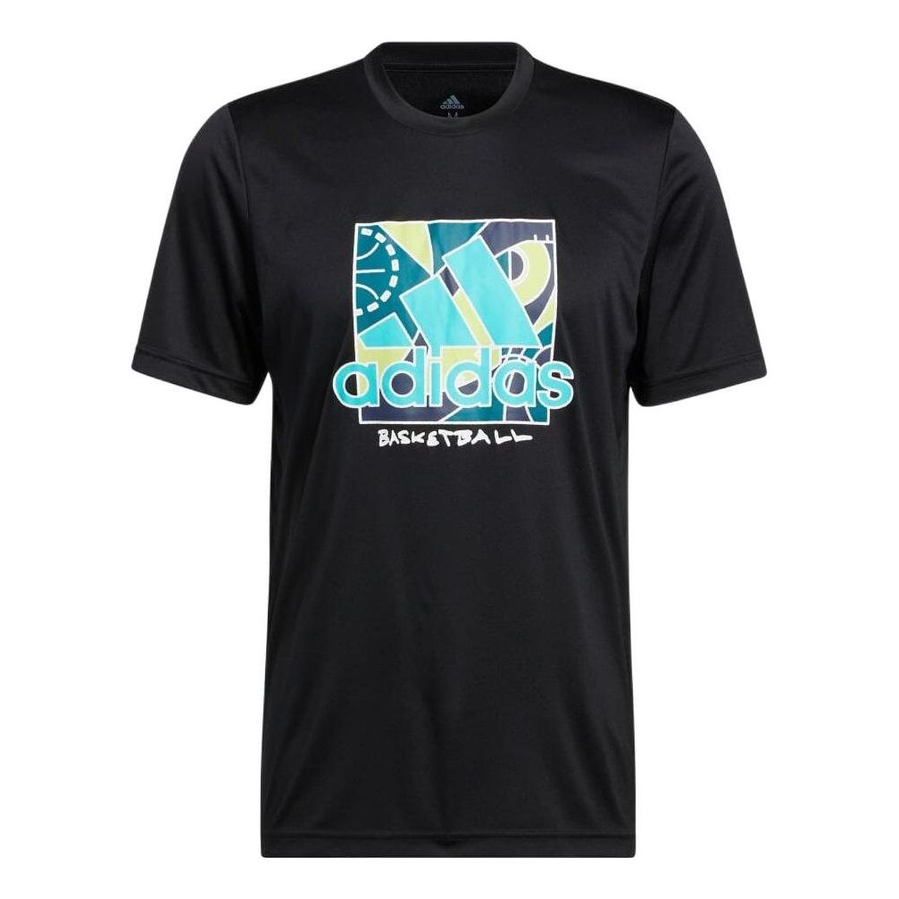 Men's adidas Logo Printing Athleisure Casual Sports Round Neck Short Sleeve Black T-Shirt HH7565