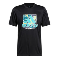 Men's adidas Logo Printing Athleisure Casual Sports Round Neck Short Sleeve Black T-Shirt HH7565