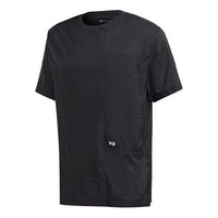 Men's Y-3 Pocket Logo Pattern Short Sleeve Black T-Shirt GK4801