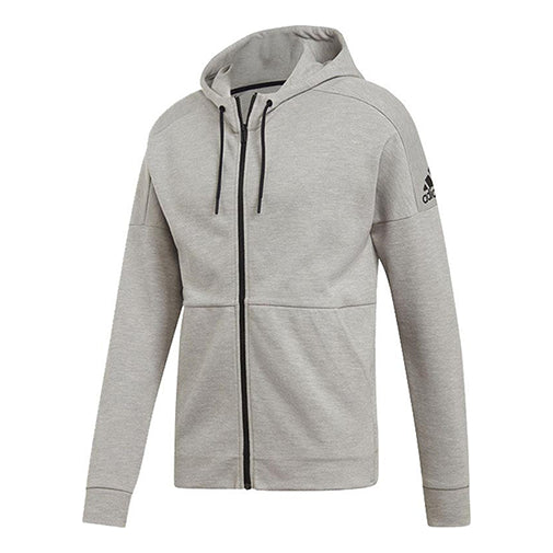 adidas Id Stadium Fz logo Casual Sports Knit Hooded Jacket Gray DU1138