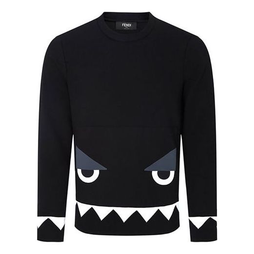 Men's FENDI Pattern Printing Long Sleeves Black FAF522A535F0GME