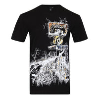 Men's Alexander McQueen SS21 Printing Pattern Round Neck Short Sleeve Black 291571-RER03-1164