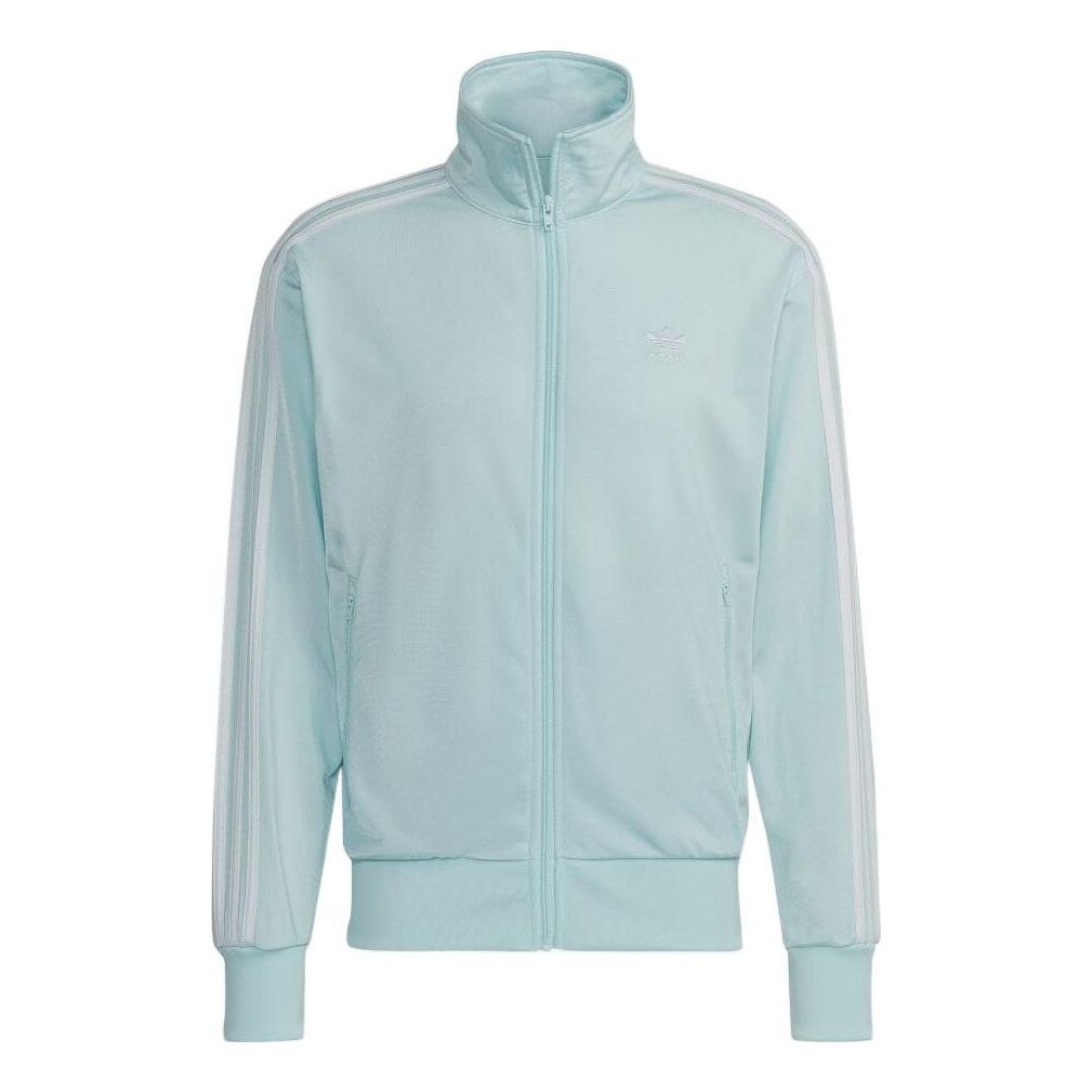 Men's adidas logo Printing Stand Collar Zipper Jacket Japanese Version Blue HL9341