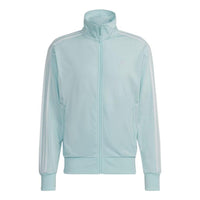 Men's adidas logo Printing Stand Collar Zipper Jacket Japanese Version Blue HL9341