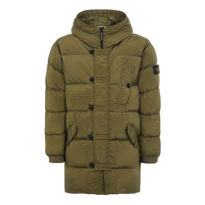 STONE ISLAND Compass-patch Hooded Down Jacket 'Olive Green' 791571432-V0058