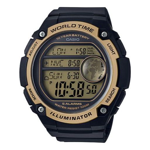 CASIO STANDARD Sportses Men's Black/Golden Waterproof Mens BlackGold Digital AE-3000W-9A