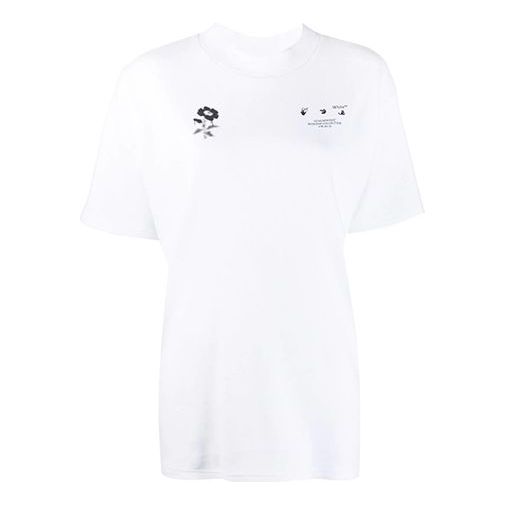 (WMNS) Off-White Back Flower Printing Short-sleeve Tee White OWAA072E20JER0010110