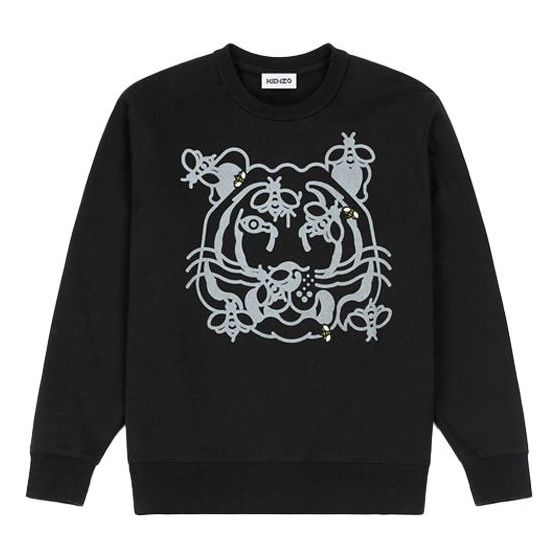 (WMNS) KENZO SS21 Printing Round Neck Long Sleeves Hoodie Black FB52SW8294MO-99